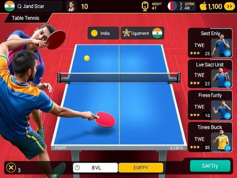 Grand Table Tennis Virtuoso customization options showing various equipment